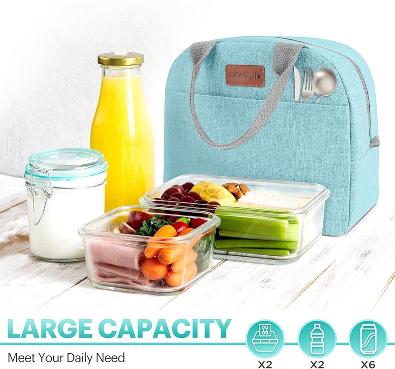 Easyfun Lunch Bag for Women & Men Adult Insulated Lunch Box, Small Leakproof Cooler Food Lunch Containers Reusable High Capacity Lunch Tote Bags for Work, Travel, Outdoor (Aqua Green) - Image 3